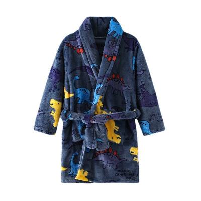 China Breathable Plush Long Robe Cartoon Kids Pajamas Children Sleepwear Flannel Fleece Animal Bathrobe For Boys Girls for sale