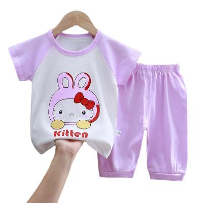 China Girls Breathable Clothing Sets Summer Baby Gets Toddler Lounge Wear Shorts Sleeve T-Shirt Kids Two Piece Short Panty Set for sale