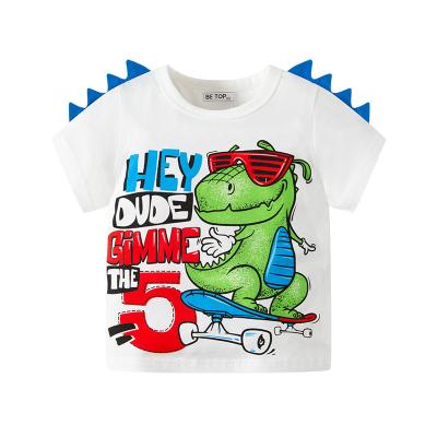 China Wholesale Anti-Shrink Stereoscopic Dinosaur Cartoon T-shirts Custom Printed Kids Cotton Unisex T-shirts for sale