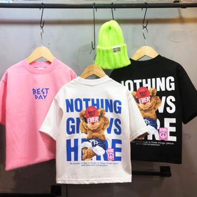 China Wholesale Custom Bear Anti-Shrink Short Sleeve T-shirt Cartoon Children's T-shirts Oversized Unisex Cotton for sale