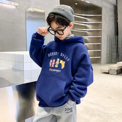 China Autumn Gray And Blue Alphabet Pattern Anti-Shrink Spring Fashion Spring Fashion Kids Cotton Boys Long Sleeve Hoodies for sale