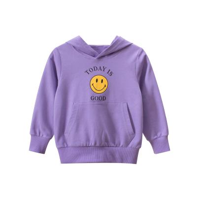 China Breathable Custom Smile Printing Kids Spring Autumn Girls Cute Pullover Sweatshirt Hoodie for sale