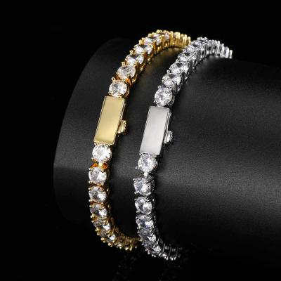 China Hip Hop RQ 3-5mm 14K White Gold Plated Iced Out CZ Diamond Tennis Bracelet for sale