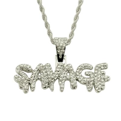 China Varejo Colgante Letra Hip Hop SAVAGE Diamond Letter Pendant Necklace from Hiphop Atacado for sale