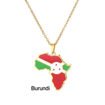 China Hiphop Irin Alagbara Irin Africa Map Pendanti Egba Enamel Africa Map Necklace for sale