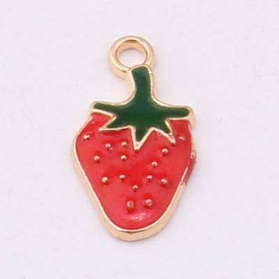 China Wholesale Cute Shoe Buckle Alloy Strawberry Lace Charms Fruit Charms Necklace Jewelry Making Pendant for sale