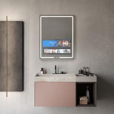 China Top Quality 2-Face Android System LED Bathroom Mirror TV With Touch Screen Sale Max Business White for sale