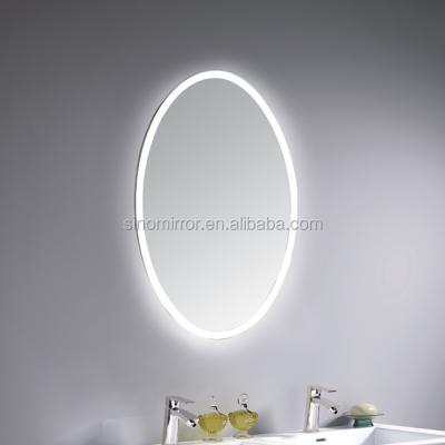 China Illuminated oval bathroom mirror with LED light for sale