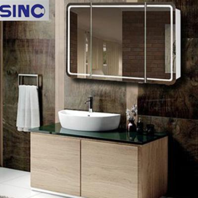 China Triple Horizontal Mirror Medicine Cabinet 24*32 Inch High Quality 3 Doors Medicine Cabinet With 4 Adjustable Shelves For Recessed Wall Mounted And Outdoor for sale