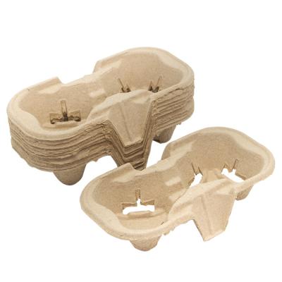 China 100% Recycled Biodegradable Detachable Detachable Disposable Compostable Sugarcane Cup Holder Cup Holder Bagasse For Coffee Tea for sale