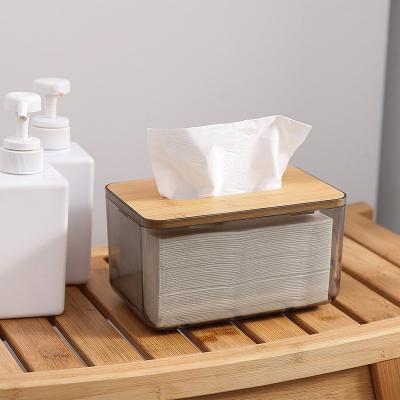 China Nordic Minimalist Bamboo PET Living Room Style Tissue Holder Clear Custom Tissue Box Use for sale