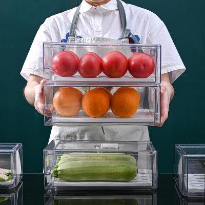 China Wholesale refrigerator drawer freshness preservation kitchen storage box frozen transparent vegetable and fruit preservation box for sale