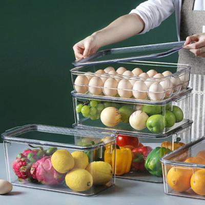 China Sustainable Kitchen Food Organizers Refrigerator Clear Plastic Vegetable Storage Container Box for sale