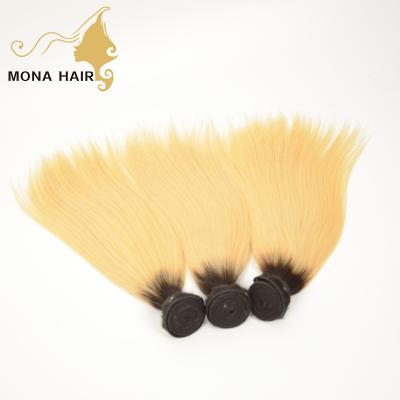 China Wave Hand Feeling Best Roots 1B 613 Blonde Hair Black Weave Best Silky Straight Soft Straight for sale