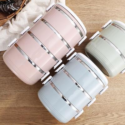 China Freshness Preservation 304 Stainless Steel Multi-Layer Lunch Box Insulated Round Student Bowl S001Y for sale