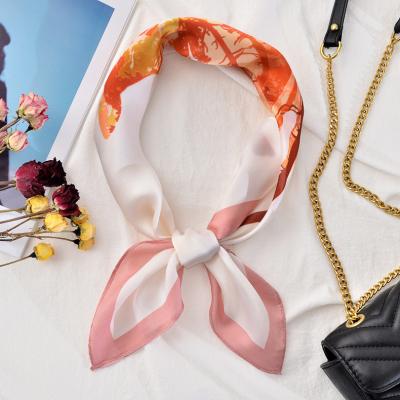 China 2021 New Spring Square Small Summer Square Hair Scarf Fashionable Silk Skinny Tie Band Silk Scarf For Women (SC001C) for sale