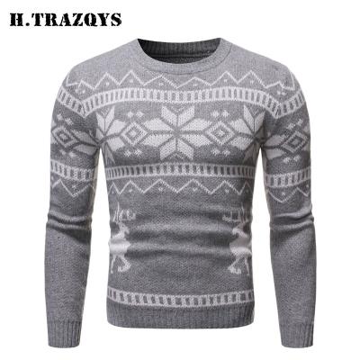 China Anti-wrinkle OEM manufacturer Christmas style men knit sweater custom men's pullover crewneck sweater for sale