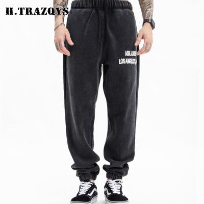 China Custom Vintage Fleece Anti-Pilling High Waisted Mens Heavy Wash Sweatpants for sale