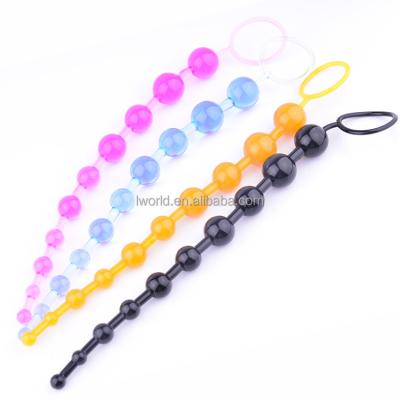 China Long & 10beads flexible connected colorful anal beads branch for unisex toys for sale