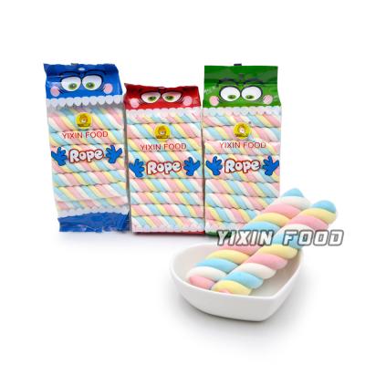 China Natural Halal Colorful Rope Shaped Long Twist Fruity Sweet Marshmallows Sticks for sale