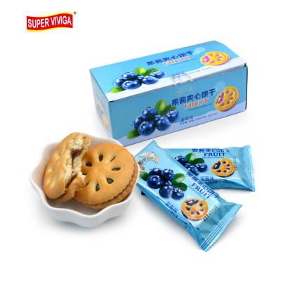 China Natural Factory Wholesale Center Filled Blueberry Jam Round Sandwich Cookie for sale