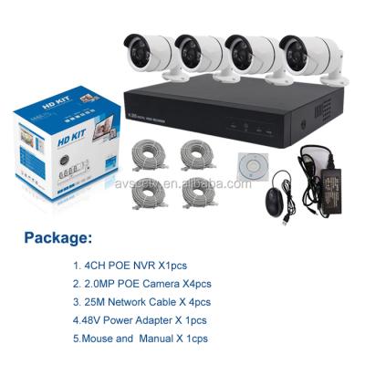 China POE New H.265 1080P 2.0MP 4CH Security System Network POE CCTV Camera System for sale