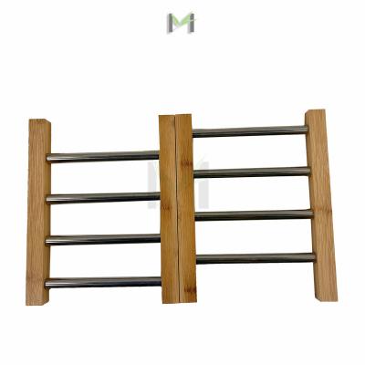 China Hot Pad Natural Folding Pot Holder Stand Viable Bamboo Foldable Tripods for Kitchen for sale