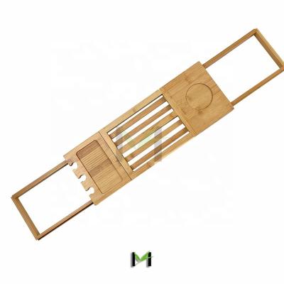 China Sustainable Premium Bamboo Bathtub Tray Wood Bath Caddy With Bathtub Accessories And Bathroom Instruments for sale