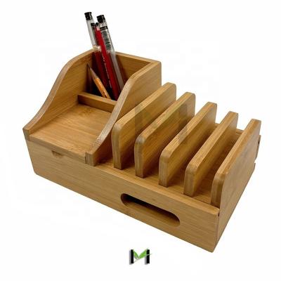 China Bamboo Bamboo Charging Station, Multiple Organizer For Phones, Tablet, Desktop Devices Wooden Docking Stations for sale