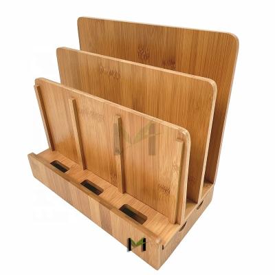 China Bamboo Bamboo Shelves Smartphone, Mobile Phone, Tablets, Docking Station Holder Dock 3 Hwd: 23 x 25.5 x 13.5 cm, Natural Brown for sale