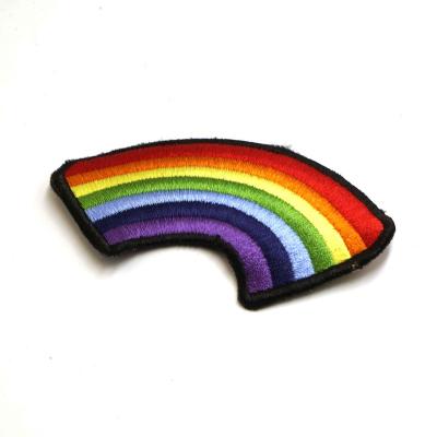 China Handmade Rainbow Patch Sew On/Iron On Embroidery Patch Custom Clean Logo Patch For Clothing for sale