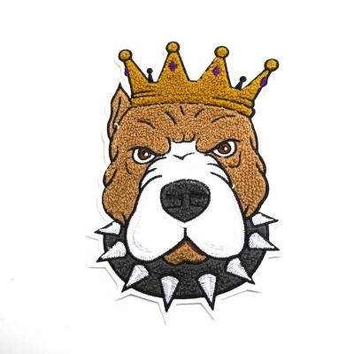 China Handmade Crown Bear / Orangutans / Dog Patch DIY Punk Skull Embroidered Patches For Jacket Sticker Badges Animal Iron On Patches For Clothes for sale