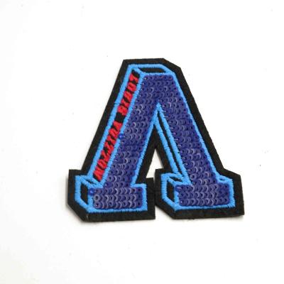 China Handmade Embroidered Patch Sequin Letter APatch Letter A To Z Sew On Iron On Patch Applique Clothing Patch for sale