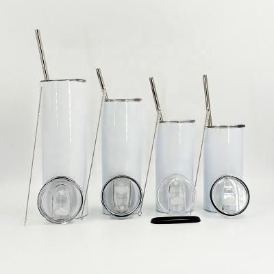 China Factory Direct Stocked Sublimation Blanks Lean Straight Tumbler With Straw And Brush for sale