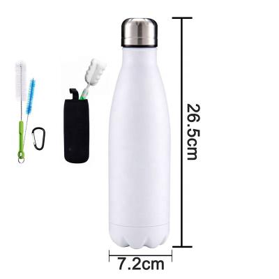 China 500ml Sublimation White Water Bottle Double Wall Vacuum Sport Stainless Steel Sublimation Stocked Water Bottle for sale