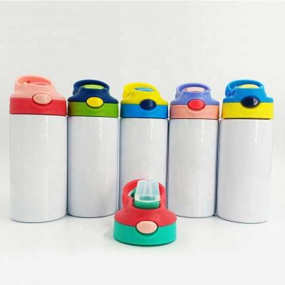 China Factory direct viable 350ml straight sublimation mugs kids sublimation sippy cups with lid and straw for sale