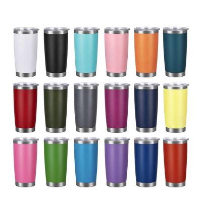 China Wholesale Car Travel Viable Stainless Cup Tumbler 20oz Vacuum Tumbler Cup White Stainless Steel Tumbler for sale