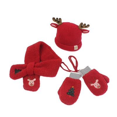 China Wool Imitation Children's COMMON New Christmas Lamb Hat Scarf Gloves Set for sale