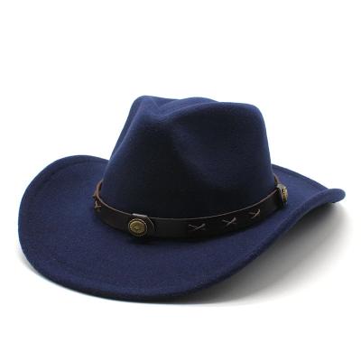 China Outdoor western cowboy Hat jazz wool hat, men's and women's national style autumn and winter felt hat, large gutters hat for sale