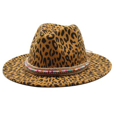 China Fedora Outdoor Hat Leopard Print Exotic Felt Hat For Adult Jazz Hat for sale