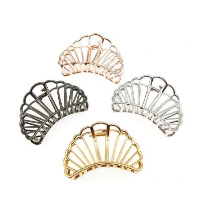 China Hairclaws 7.5cm Shell Snorkel Hair Claw Vintage Metal Hollowed-out Shell Hair Claw Clips Women Hair Accessories for sale