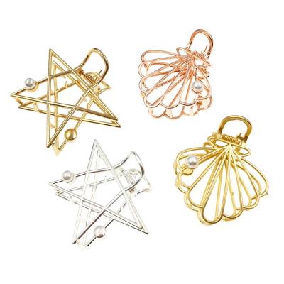 China Fashionable Hollowed-out Hairclaws Metal Hair Claw Star Shell Hair Clip Claw For Women Hair Accessories for sale