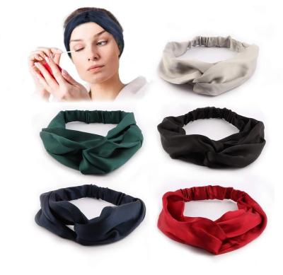 China Elastic Hair Bands Fashionable 100% Silk Hair Scrunchies Hairband Headband Silk Headband For Women Fashion for sale