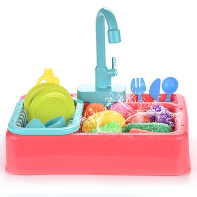 China Kids Sink Toys Kids Dishwasher Playset Pretend Play Plastic Electric Wash Up Dishwashing Recycling Water Kids Kitchen Sink Toy for sale