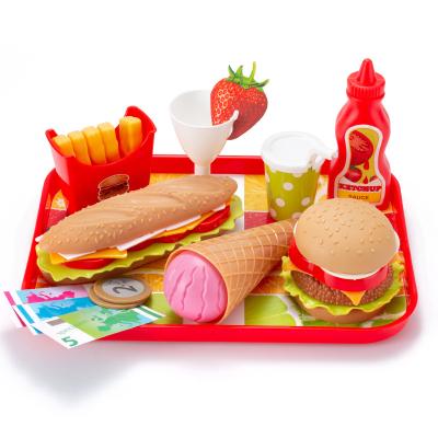 China Hot Wholesale Variety Hamburger French Fries Realistic Kids Play Food Amazon Play Food With Plastic Toy Kitchen Food For Toddler Girl Boy for sale