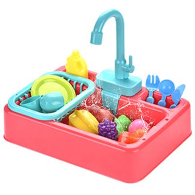 China Kitchen Sink Toy Kids Boys Girls Baby Pretend Role Play Dishwasher Playset Faucet Automatic Running Water Children Electric Kitchen Toy Sink for sale