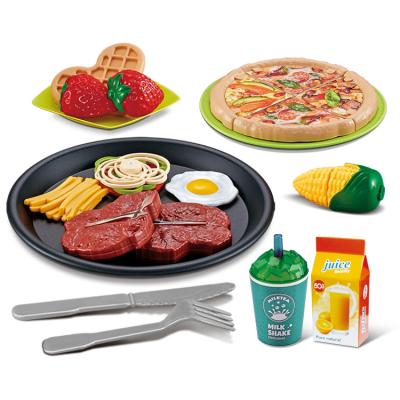 China DIY Cooking Mini Cutting Fruits Vegetables Pretend Simulation Play Toy New Arrivals Unique Children's Play Set Pizza Beef Kitchen Kids Toy Food for sale