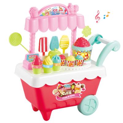 China Simulation Ice Cream Toys Cart Colorful Indoor Plastic Toy Set Ice Cream Toys at Kids Play Game Ice Cream Shop For Children for sale