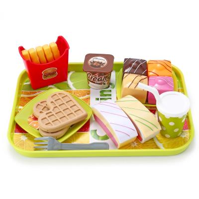 China Kids Play Food Afternoon Tea Toys Cupcake Dim Sum Kitchen Popular Tray Plastic Cooking Game Kids Pretend Play Food Sets for sale