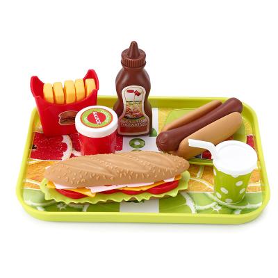 China DIY Educational Plastic Burger Dismountable Kids Toys Hand Made Fast Food Hamburger Hot Dog Fries Hamburger Toys Kitchen for sale